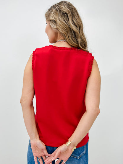 Smocked Edge Sleeveless Tank Top