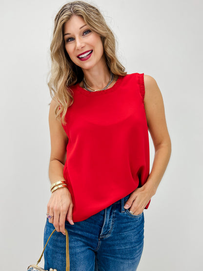 Smocked Edge Sleeveless Tank Top