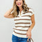 Textured Stripe Collared Sweater Top