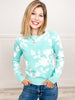 Jacquard Floral Prints Crew Neck Pullover Sweater