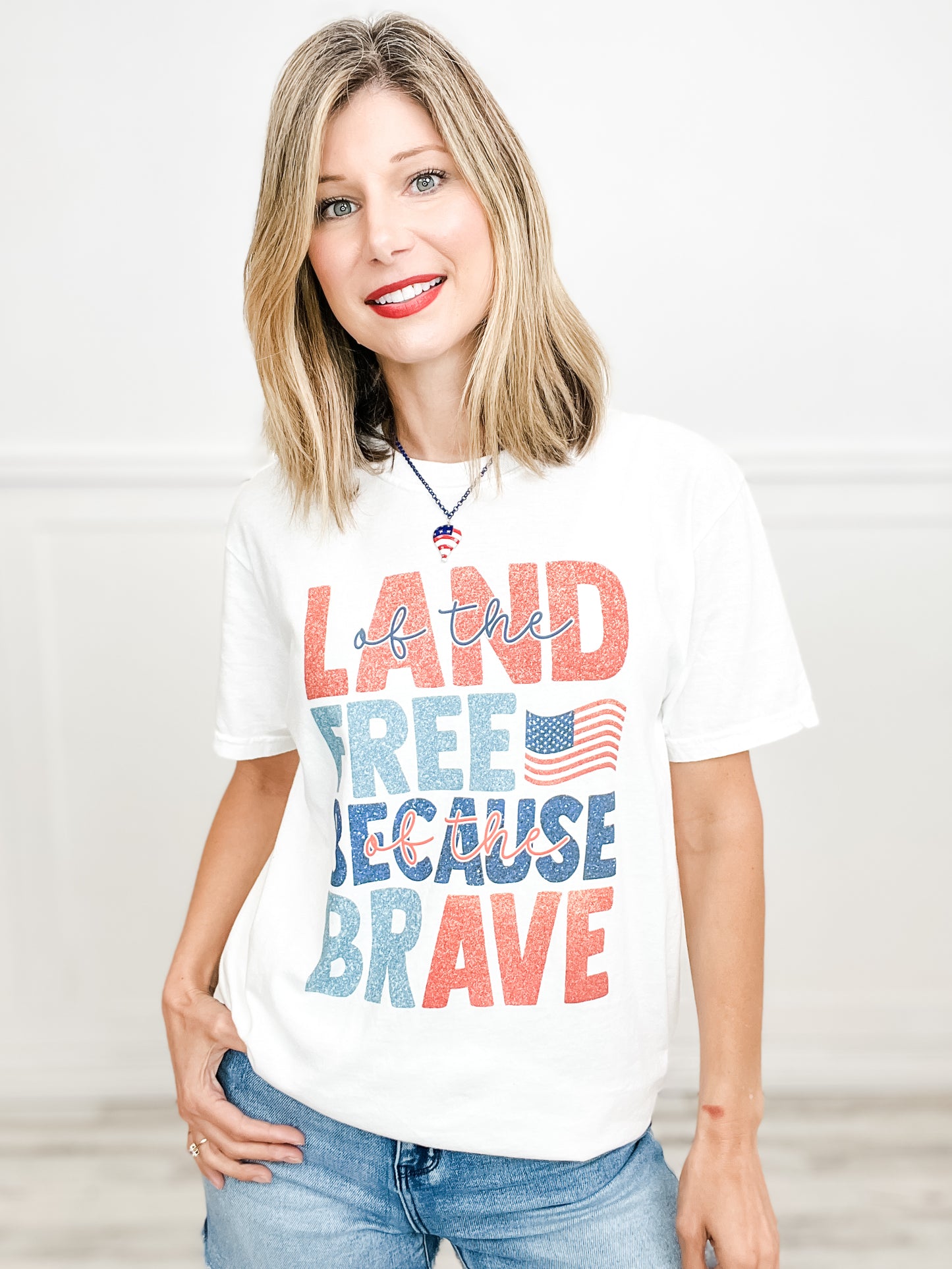 Land of The Free Because of The Brave Graphic Tee