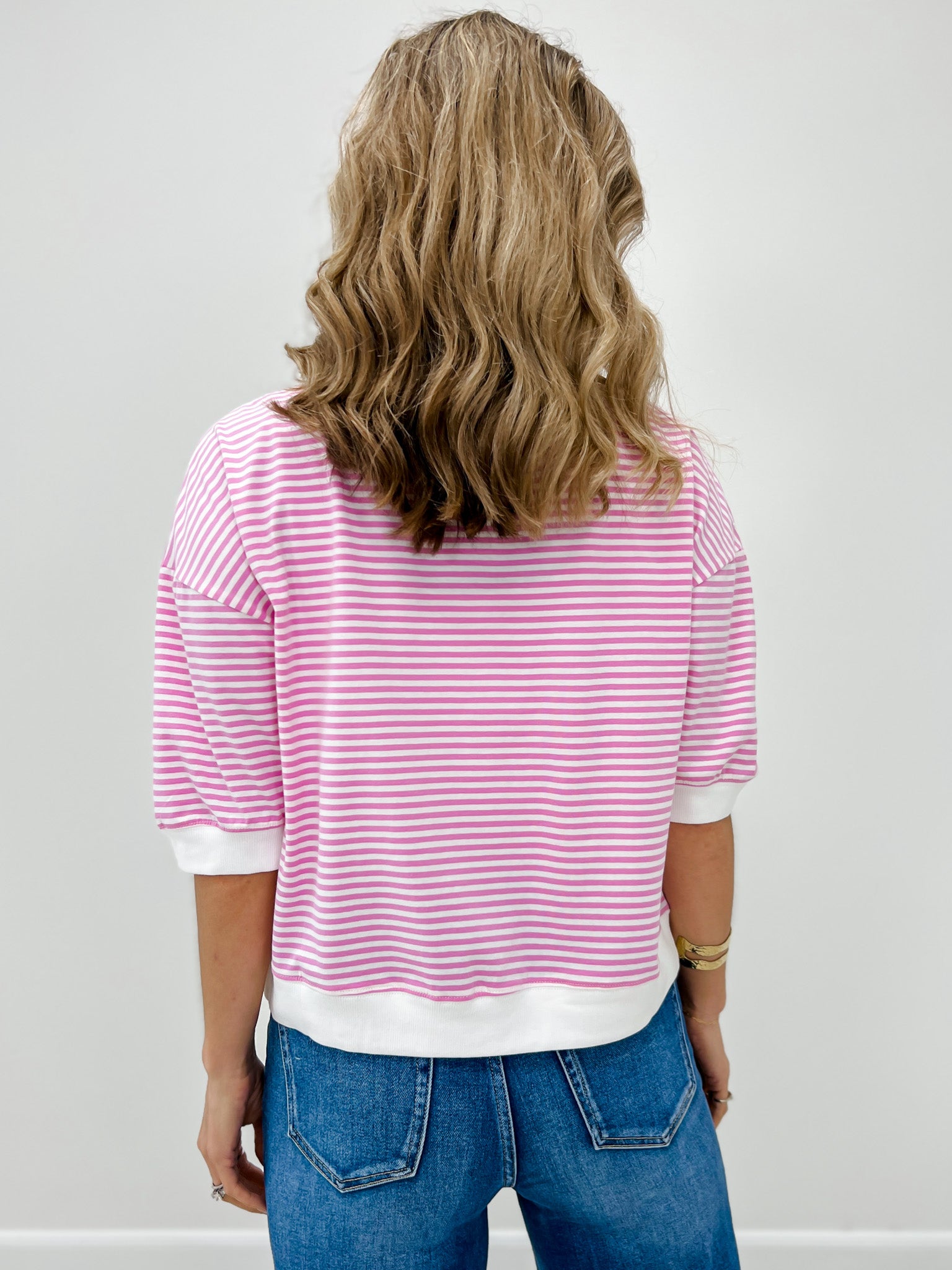 Striped Contrast Trim Rib Banded Top-Grp A