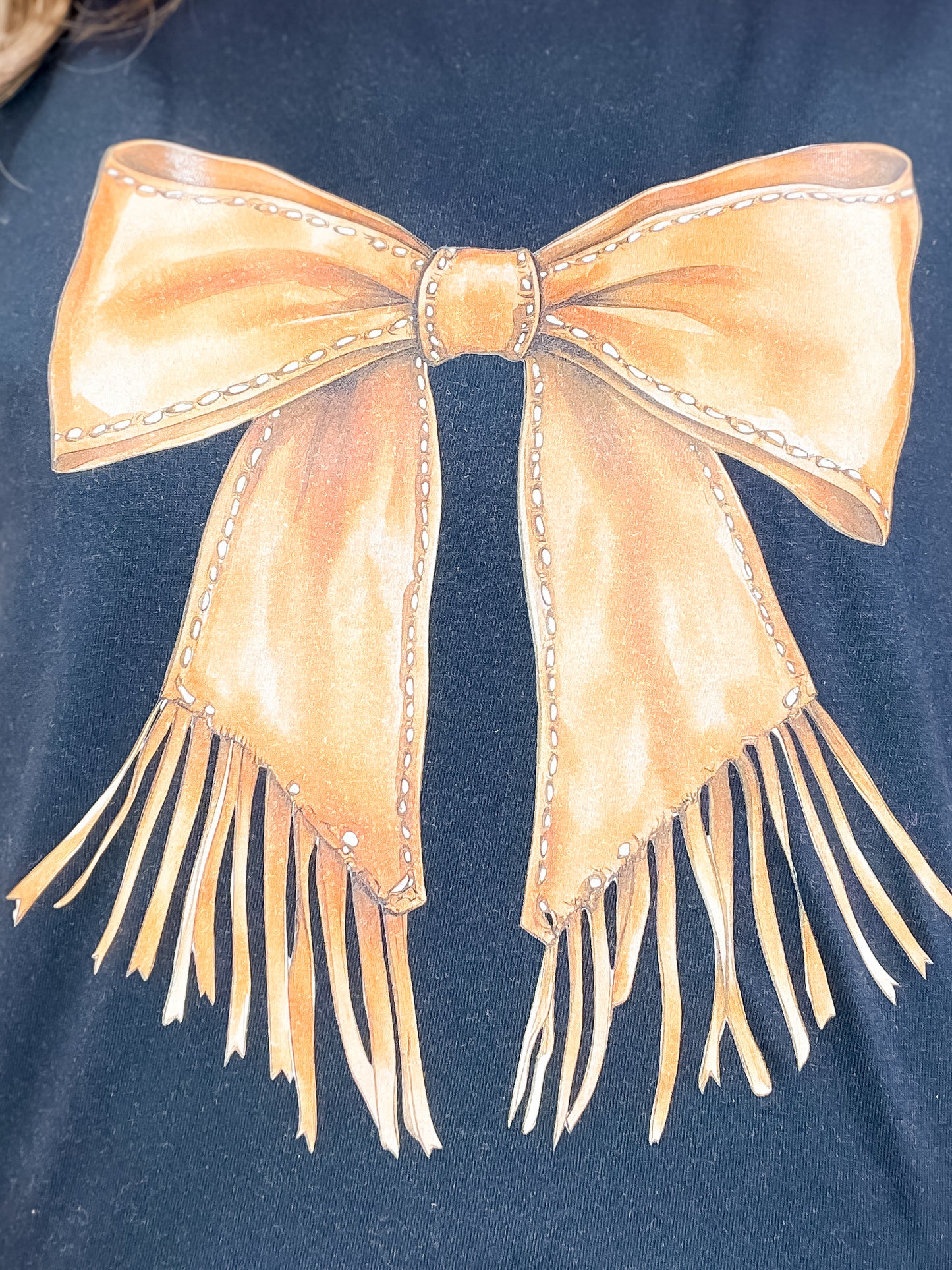 Coquette Cowgirl Leather Bow Graphic Tee