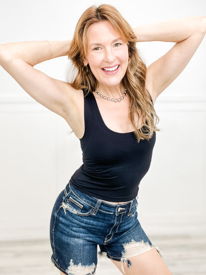 U-Neckline Seamless Cropped Tank Top