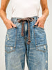 Washed Paint Splattered Barrel Jeans