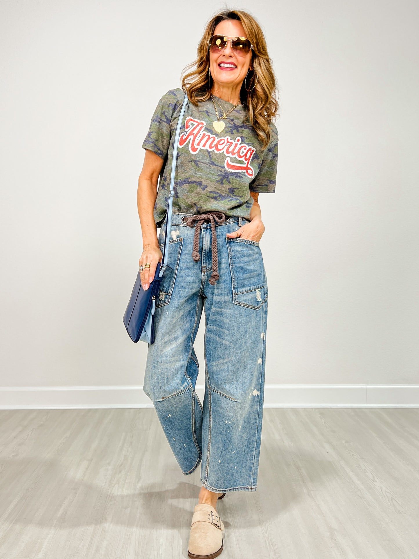 America Cropped Camo Graphic Tee