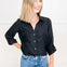 3/4 Length Button Tab Button Down Collared Top