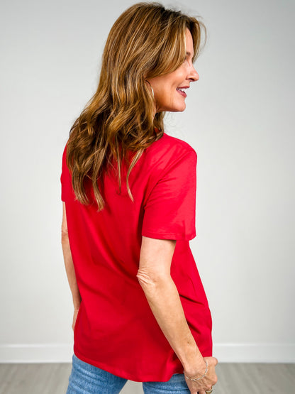 Cotton Short Sleeve Boyfriend V-Neck Tee