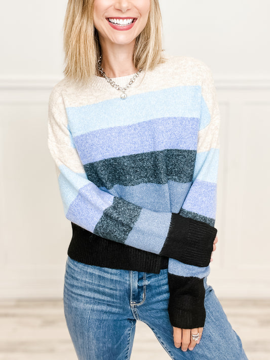 Long Sleeve Multi Color Striped Sweater