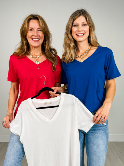Cotton Short Sleeve Boyfriend V-Neck Tee