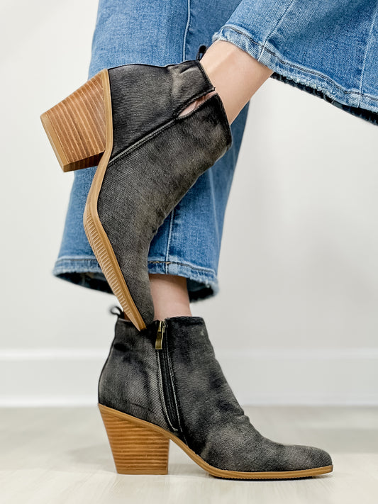 Corkys Gimme Sugar Booties in Washed Dark Blue Denim