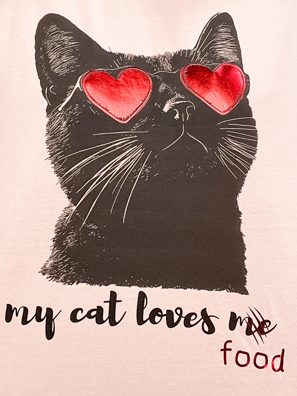 My Cat Loves Me Red Foil Valentines Graphic Tee