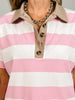 Short Sleeve Striped Collared Polo Top