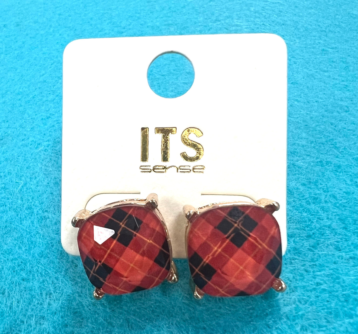 Halloween Plaid Post Crystal Earring