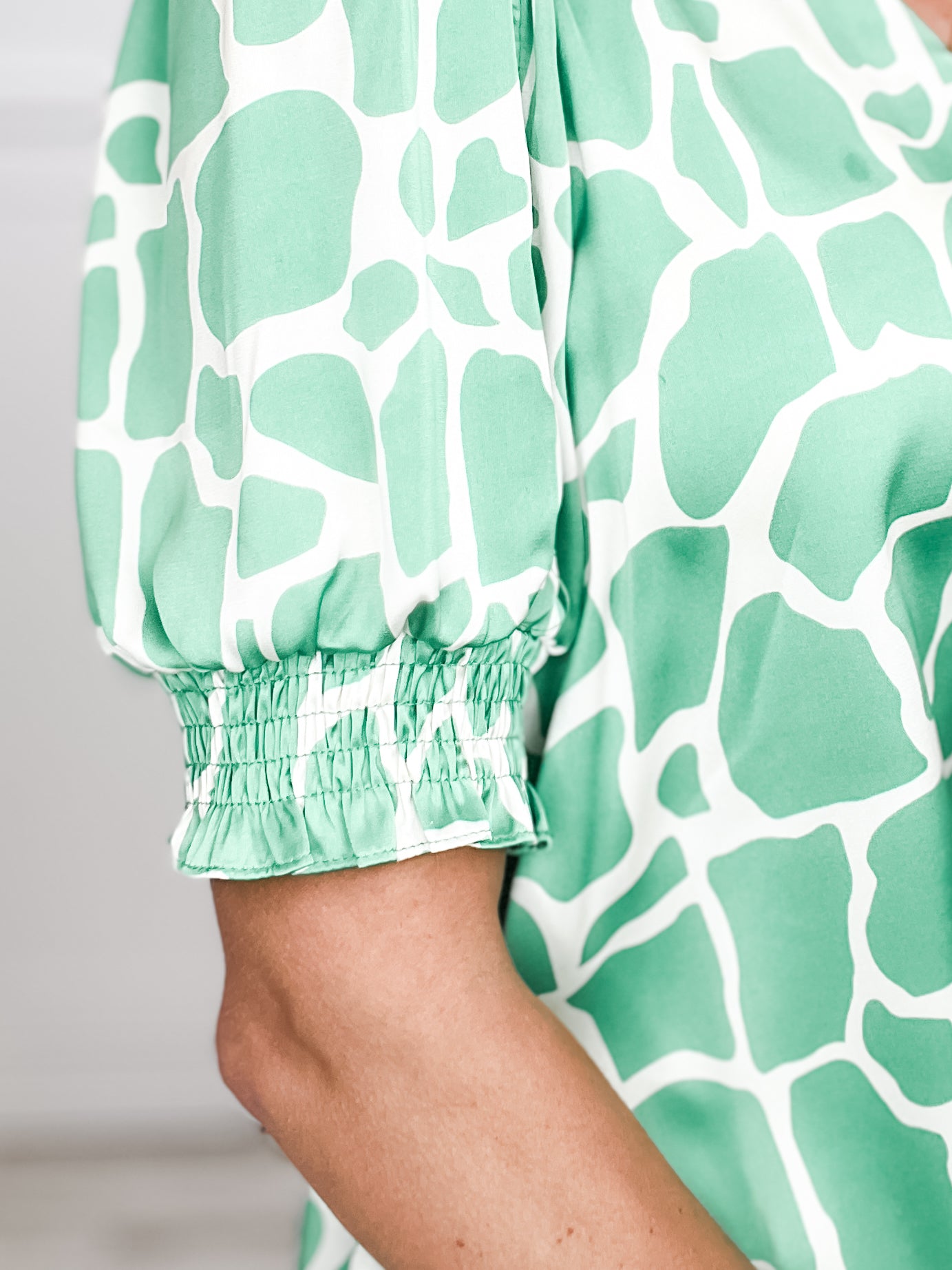 It's A Jungle Out There Satin Print V-Neck Top