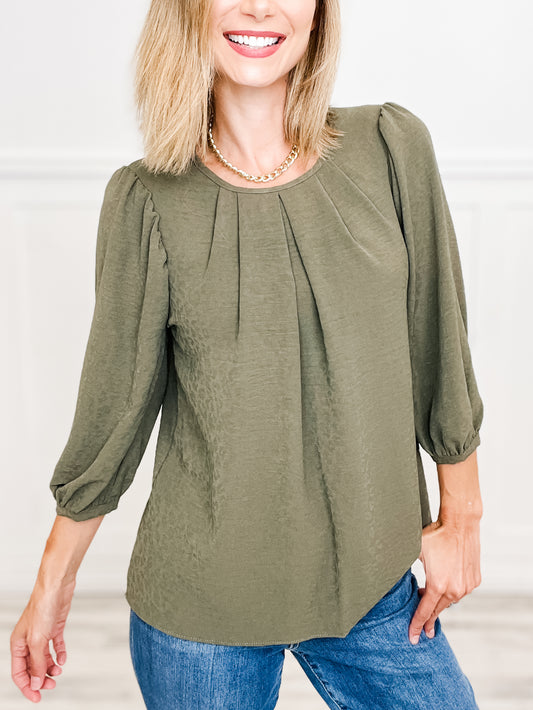 Long Sleeve Top w/Back Key Hole and Button Closure