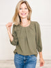 Long Sleeve Top w/Back Key Hole and Button Closure