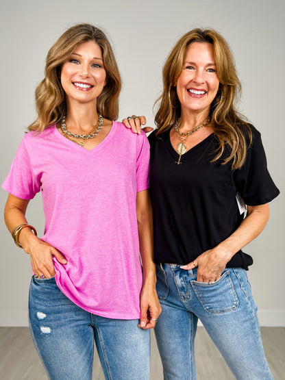 Cotton Short Sleeve Boyfriend V-Neck Tee