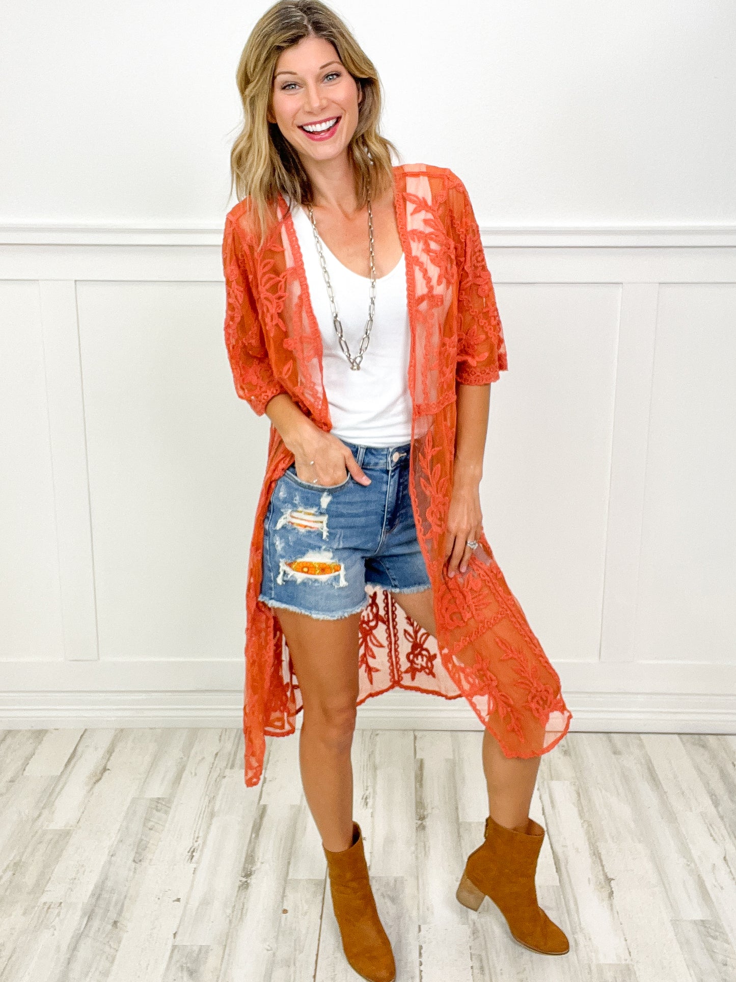 EMBROIDERED COVER UP KIMONO