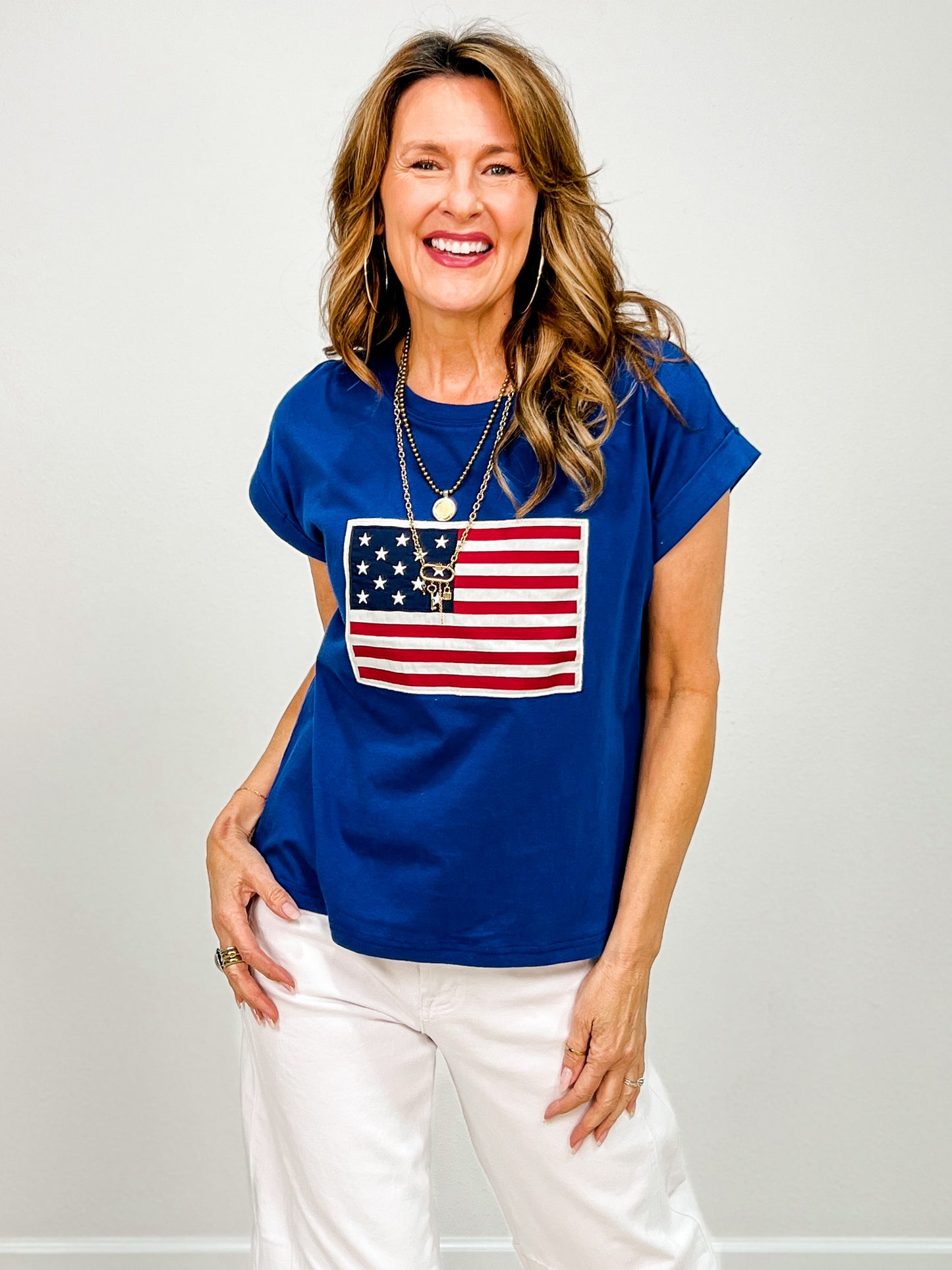 Short Sleeve American Flag Top