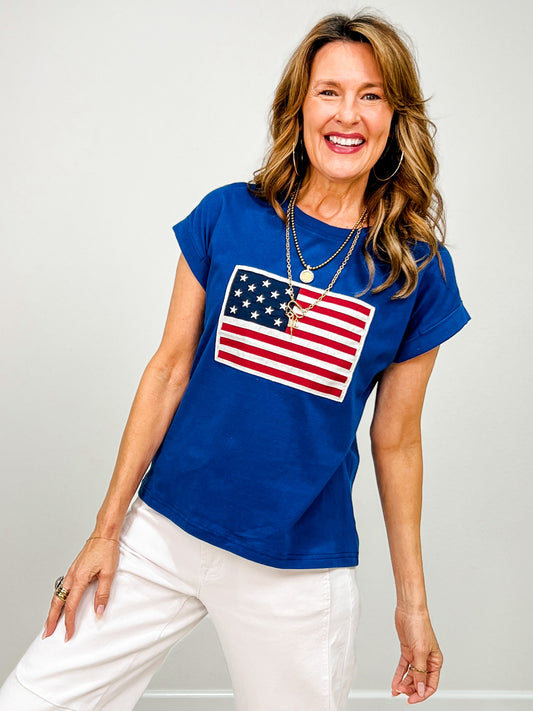 Short Sleeve American Flag Top