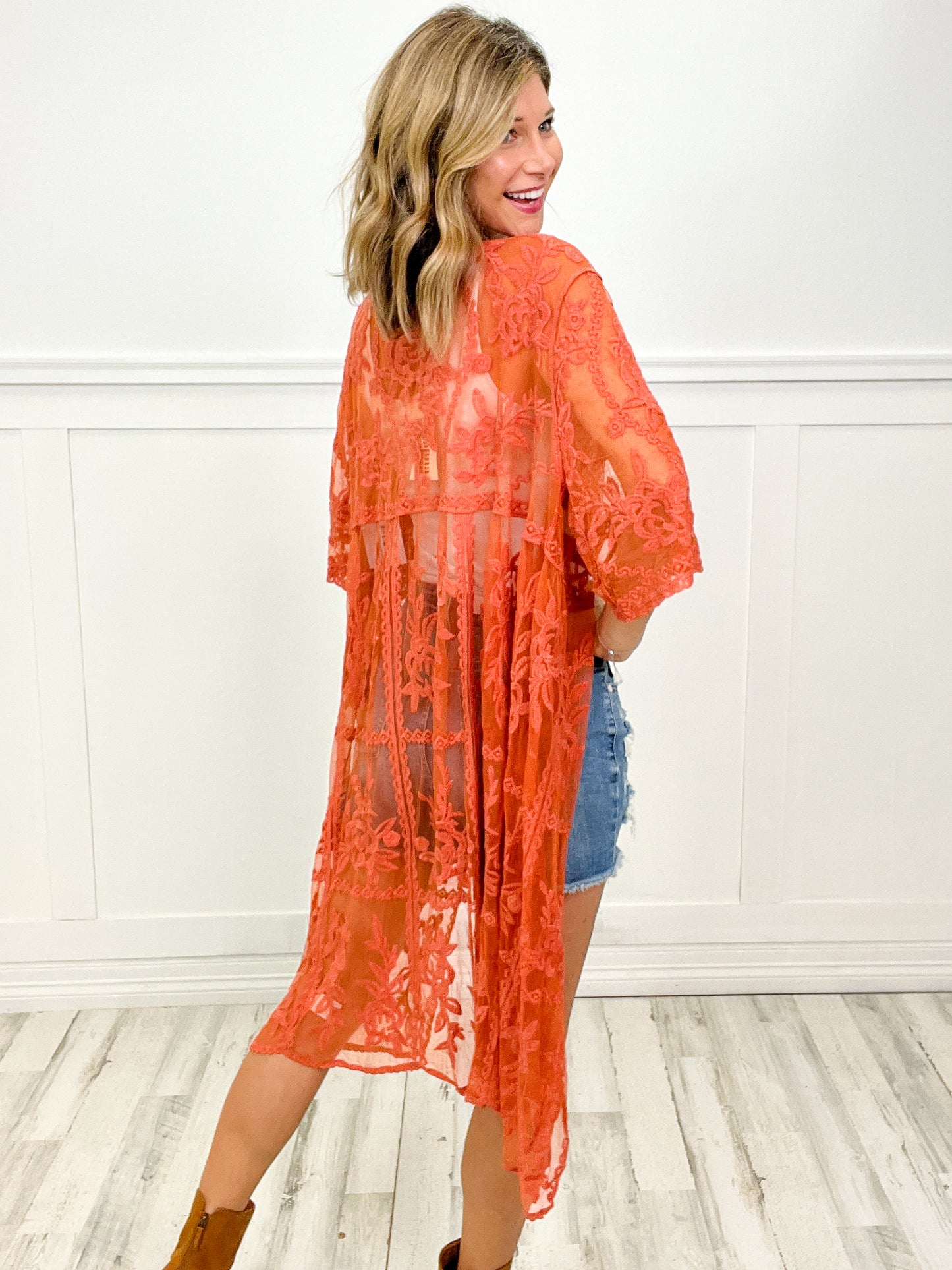 EMBROIDERED COVER UP KIMONO