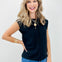 Center Seam Sleeveless Sweater Top