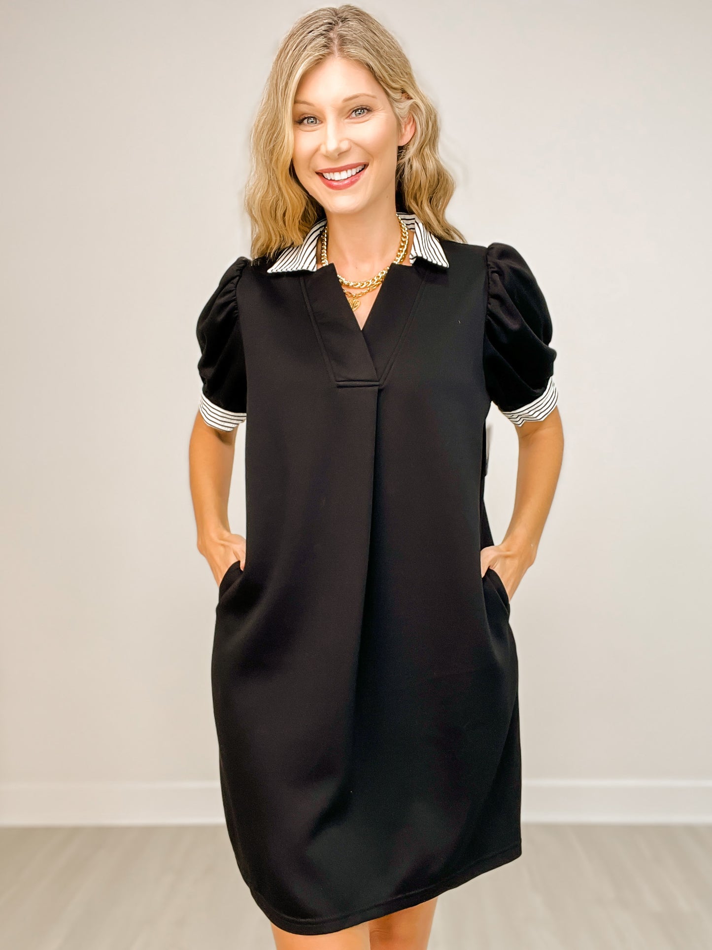 Short Sleeve Collared Mini Dress