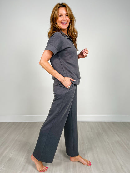Scuba High Neck Half Zip Top & Pants Set-GRP A