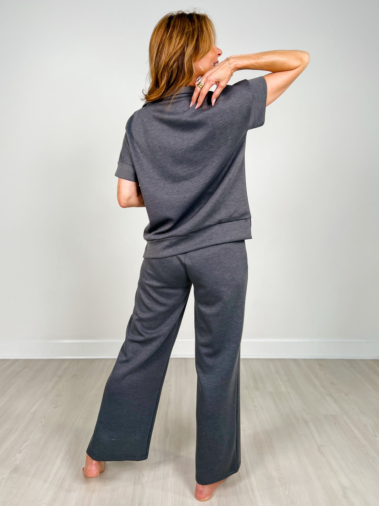 Scuba High Neck Half Zip Top & Pants Set-GRP A