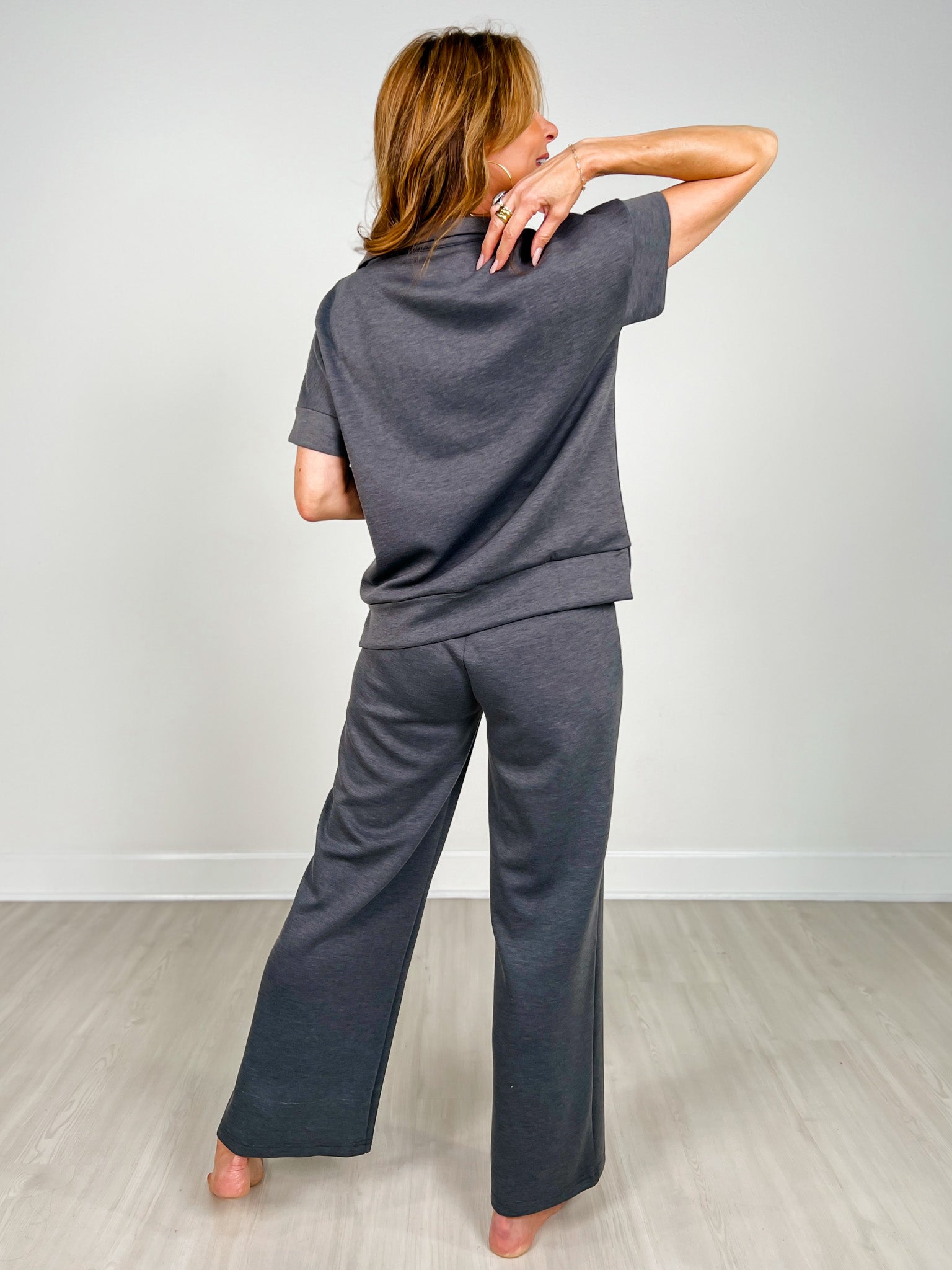 Scuba High Neck Half Zip Top & Pants Set-GRP A
