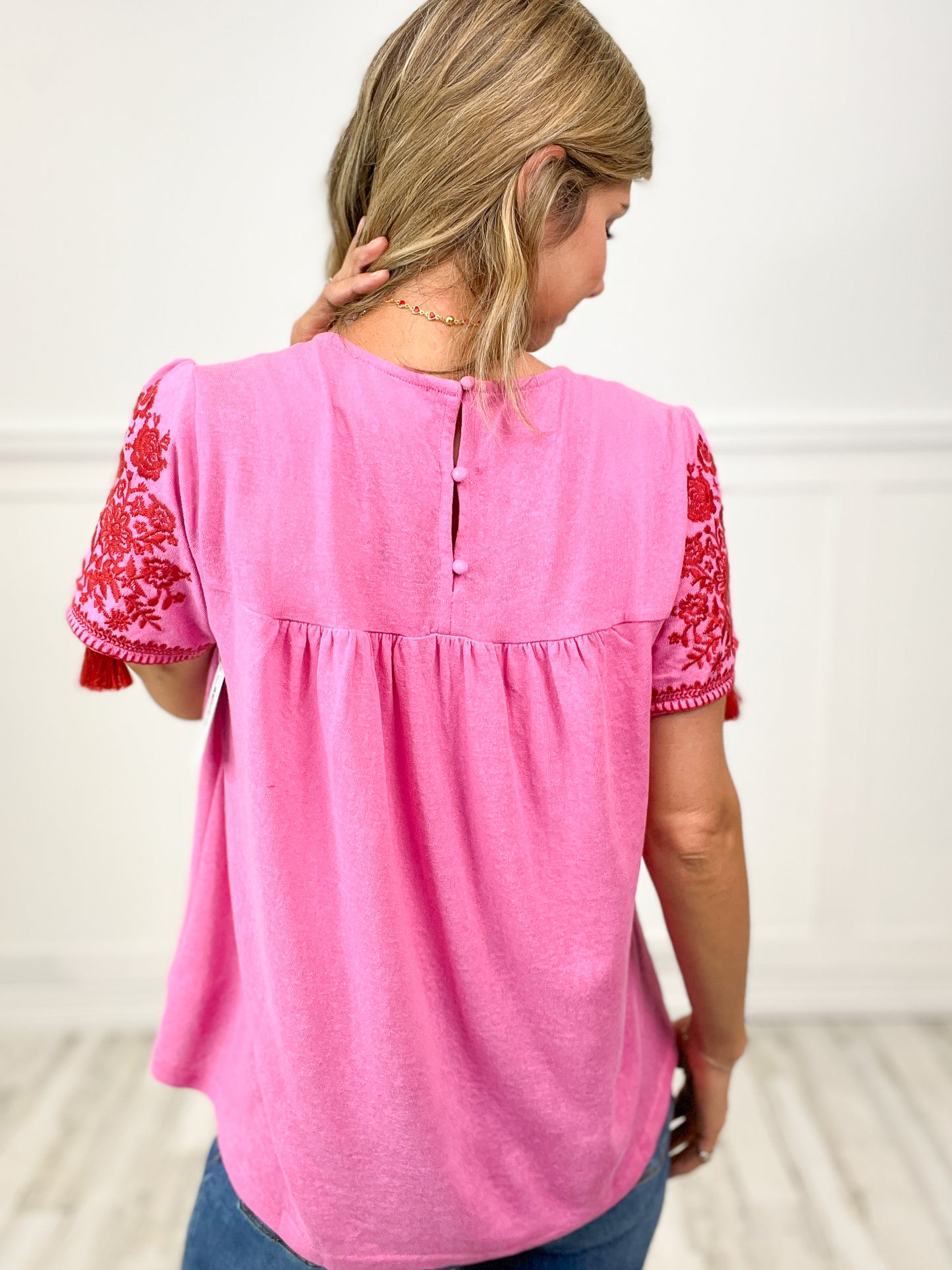 CLASSIC EMBROIDERY TASSEL TOP