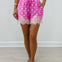 Polka Dot Elastic Waist Shorts With A Lace Trim Hem