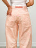 Striped Twill Barrel Pants with Drawstring Waist in Coral Peach