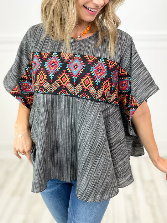 STRIPE OVERSIZE PONCHO TOP