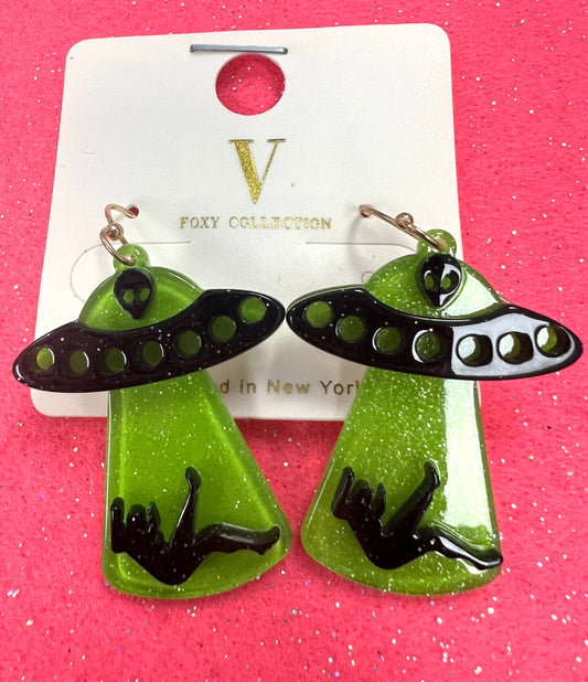 Alien Spaceship Earrings