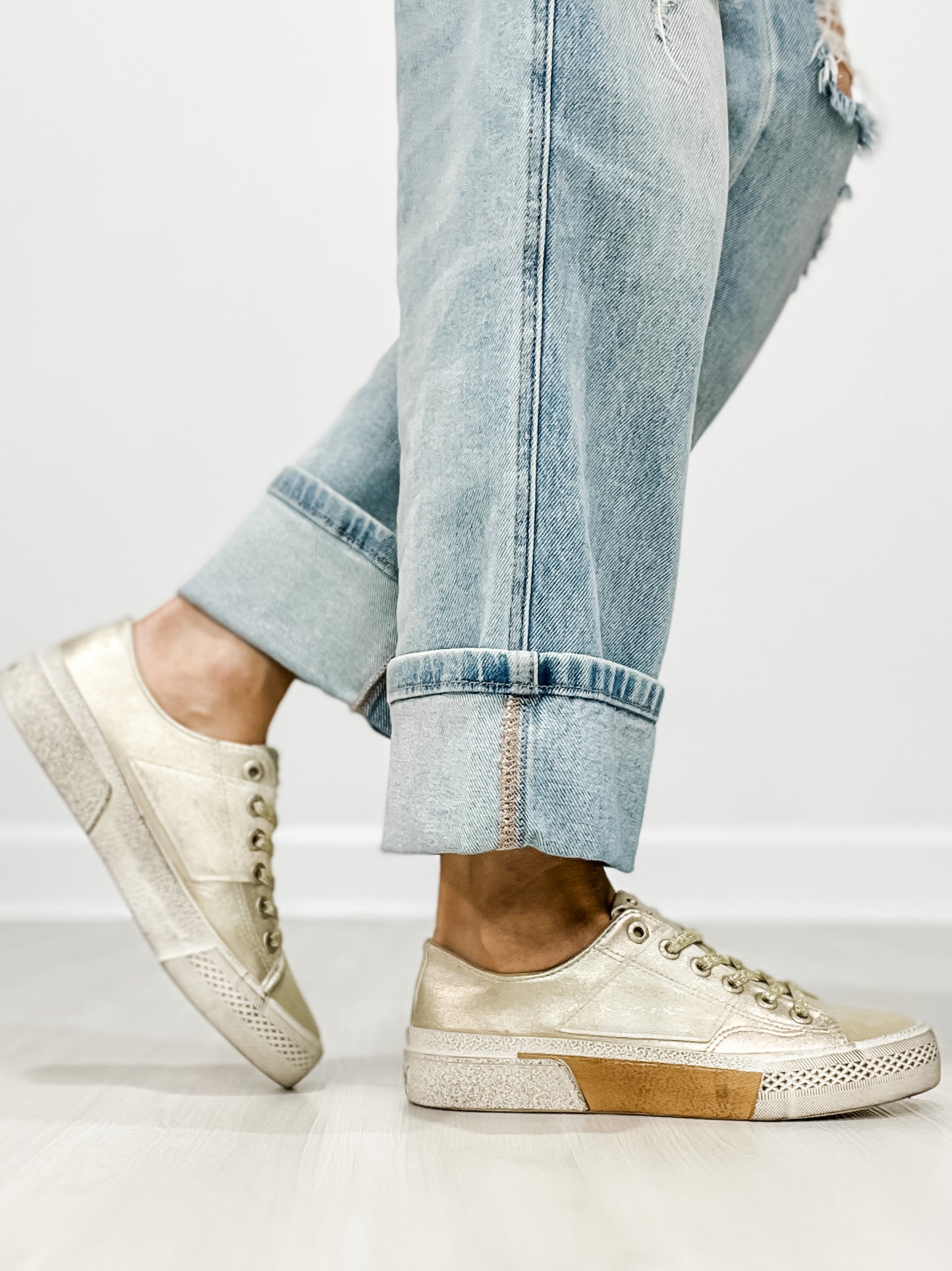 Blowfish Walk On Lace Up Sneaker in Soft Gold