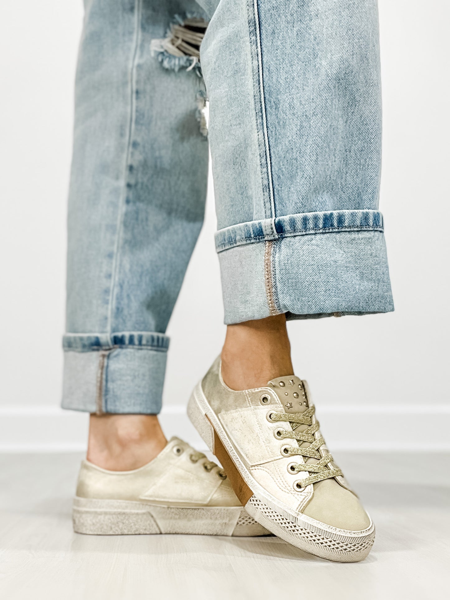 Blowfish Walk On Lace Up Sneaker in Soft Gold