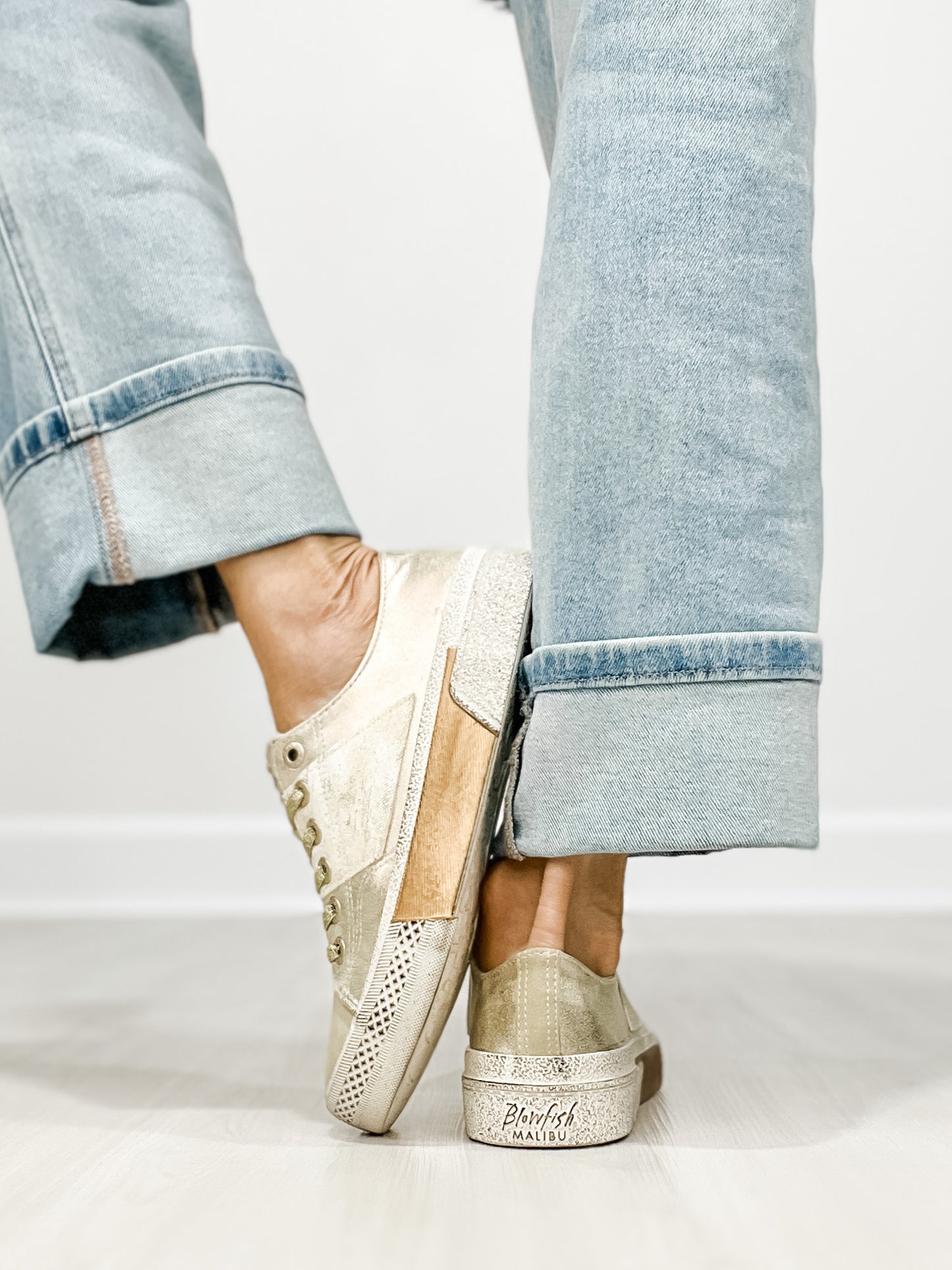 Blowfish Walk On Lace Up Sneaker in Soft Gold