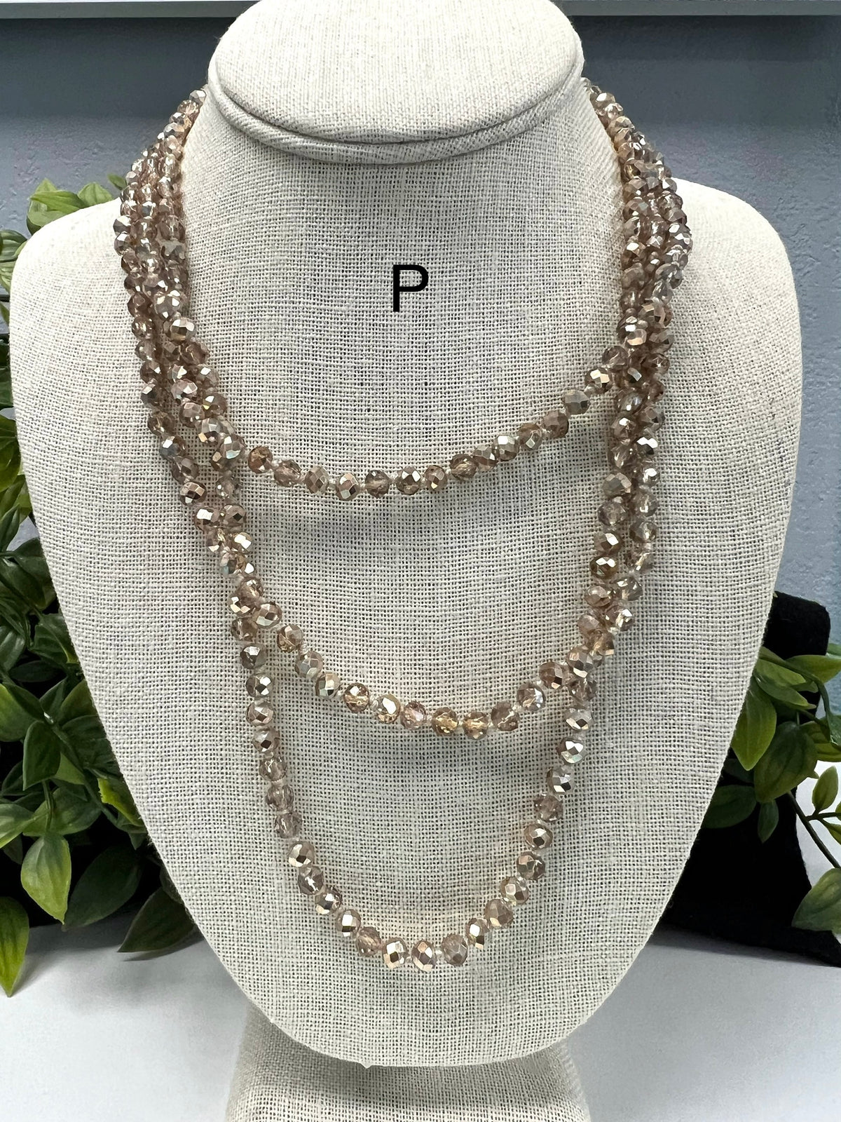32" 6MM Beaded Crystal Necklace