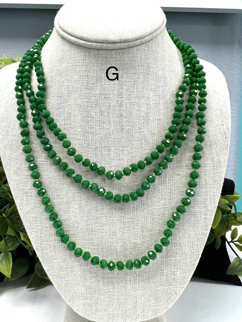 32" 6MM Beaded Crystal Necklace