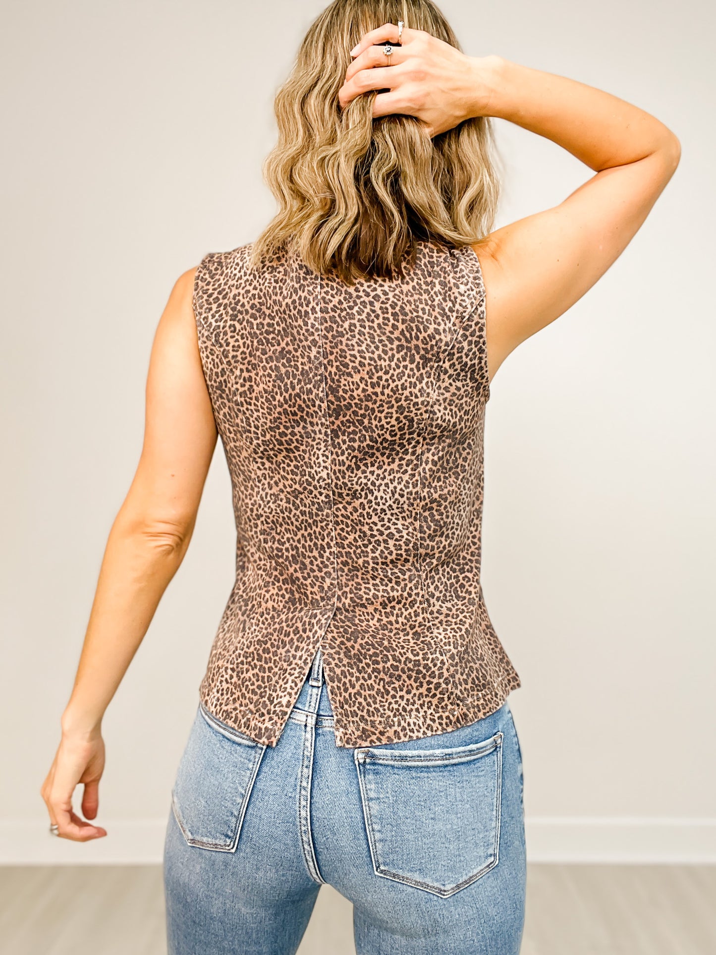 Animal Print Button Down Vest