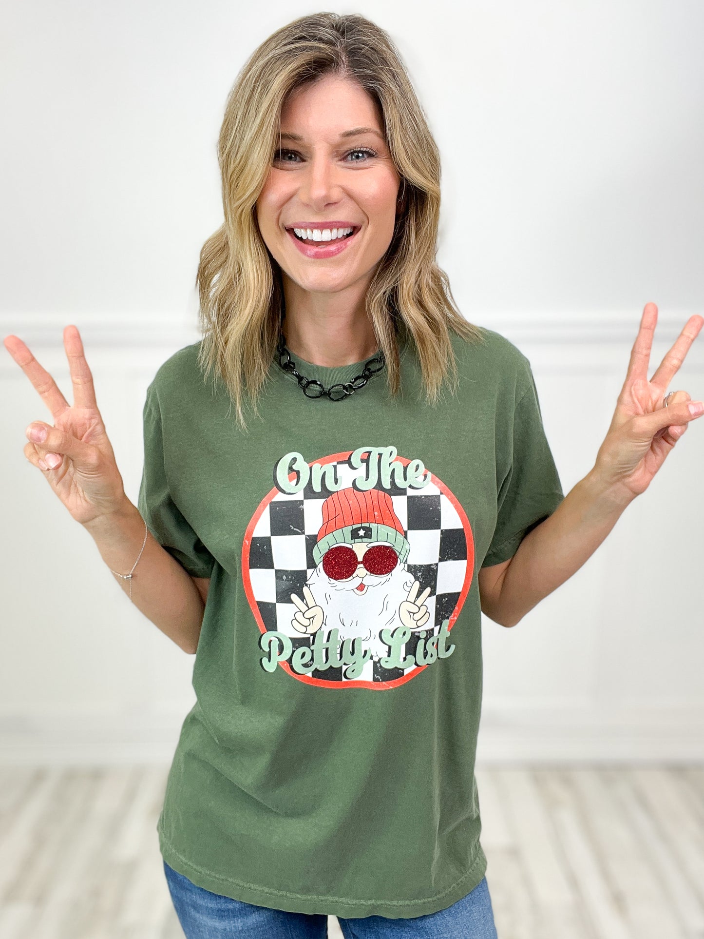 On The Petty List Glitter Santa Graphic Tee