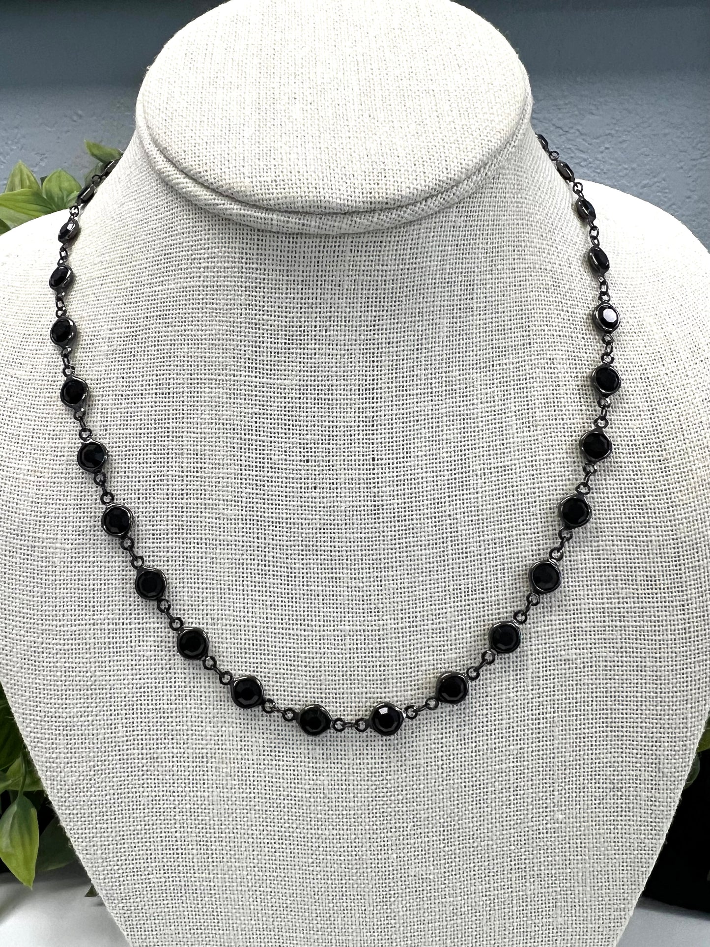 Gunmetal Crystal Necklace