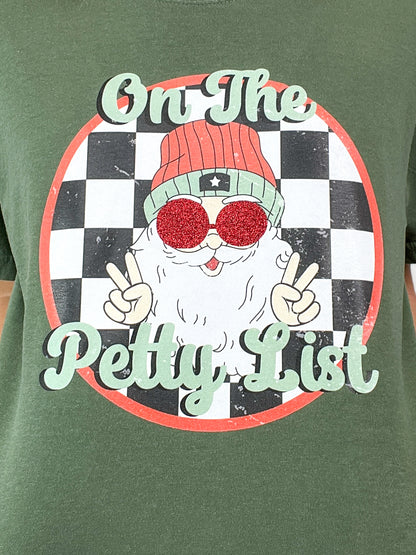 On The Petty List Glitter Santa Graphic Tee