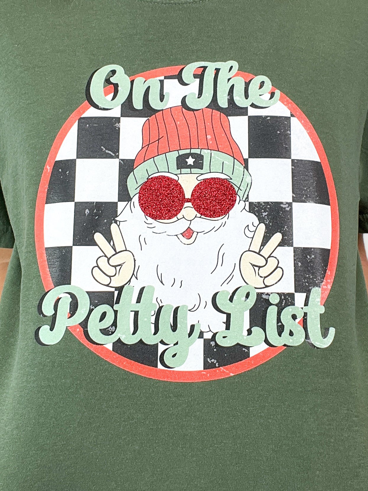 On The Petty List Glitter Santa Graphic Tee