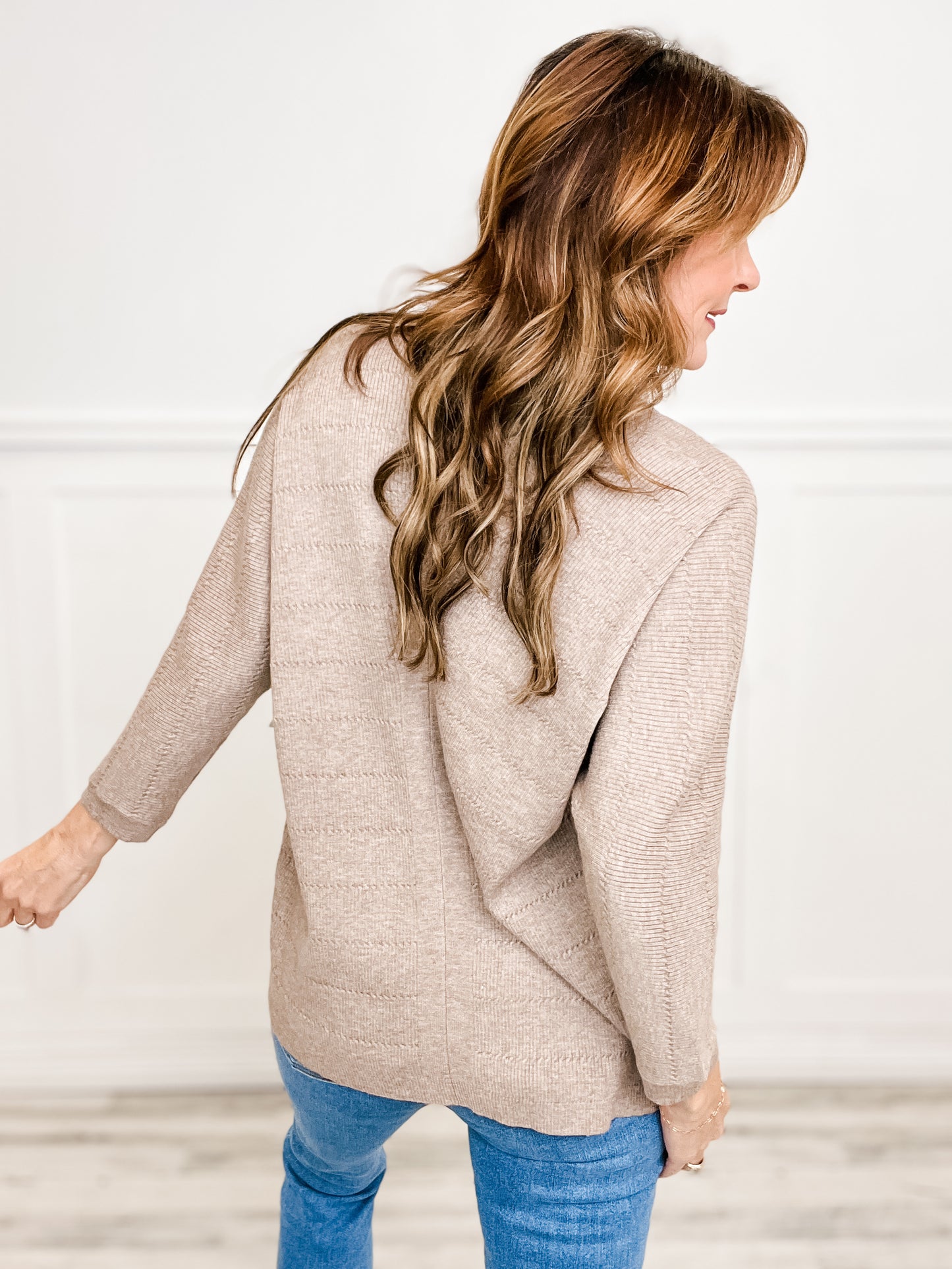 Textured Dolman Sleeve Open Front Cardigan Sweater