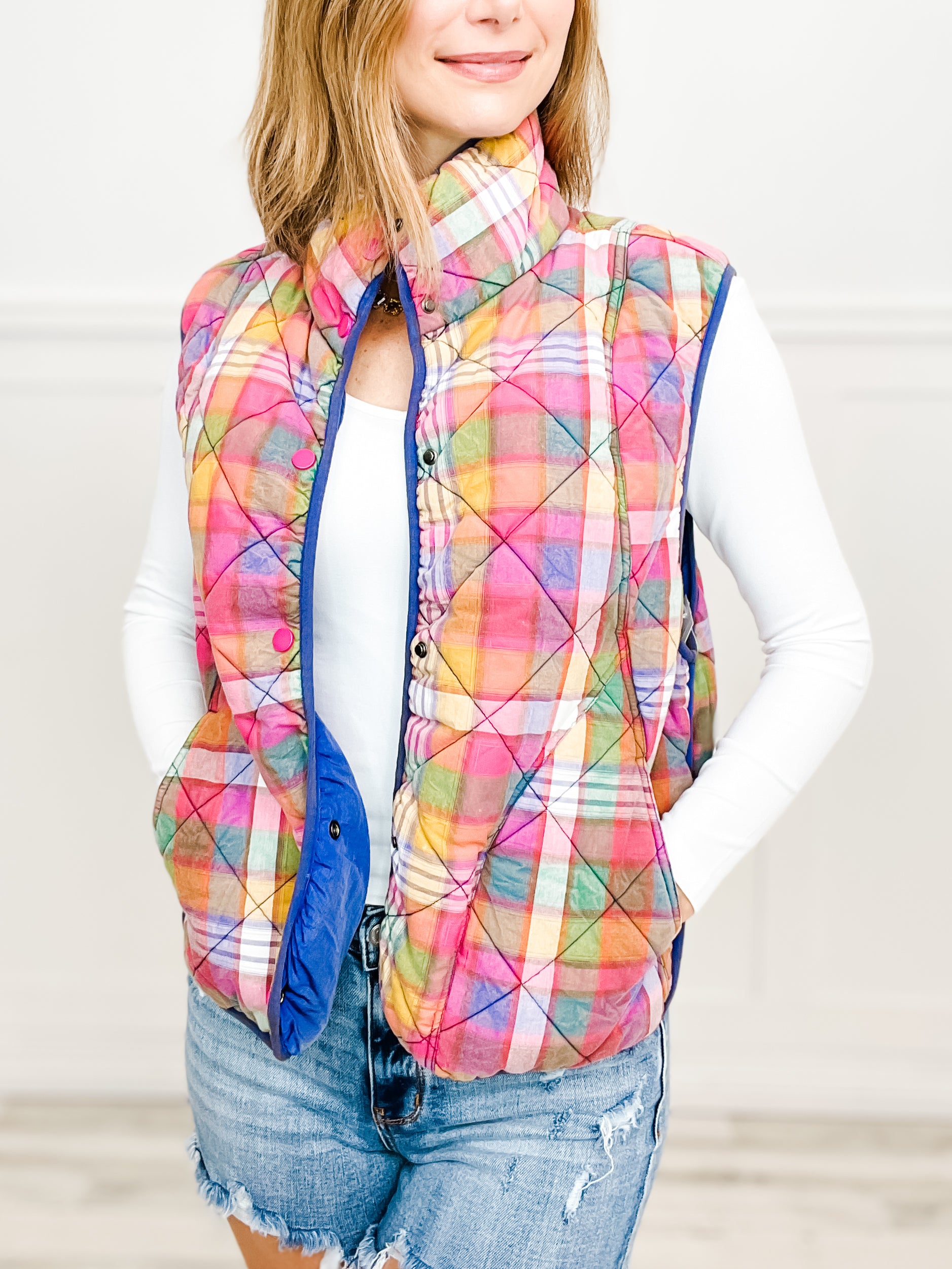 SEAM POCKETS WINDBREAKER QUILTED VEST