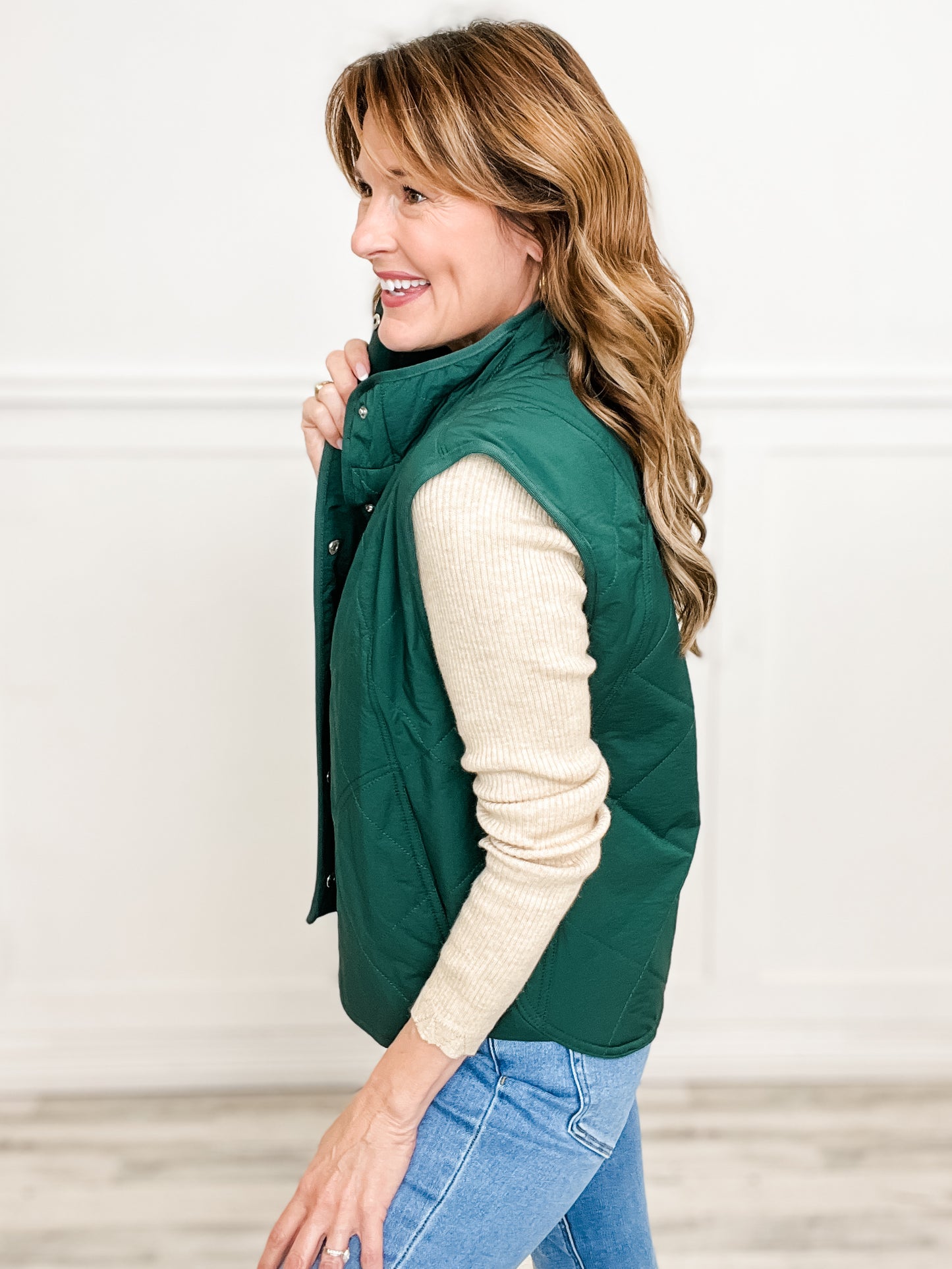 Collared Button Down Padded Vest Top