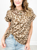 Leopard Print Short Sleeve Knit Top